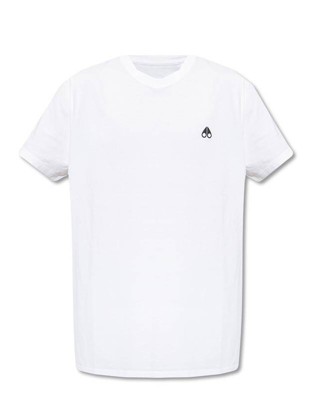 Men's Logo Cotton Crew Neck Short Sleeve T-Shirt White - MOOSE KNUCKLES - BALAAN 1