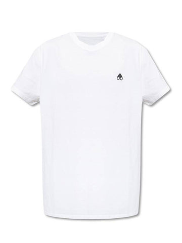 Men's Logo Cotton Crew Neck Short Sleeve T-Shirt White - MOOSE KNUCKLES - BALAAN 1