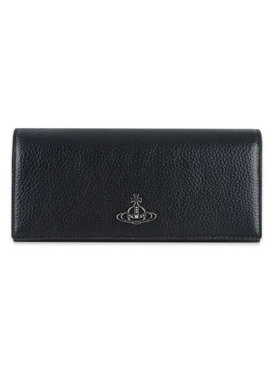 Women's Silver Logo Vegan Leather Long Wallet Black - VIVIENNE WESTWOOD - BALAAN 2