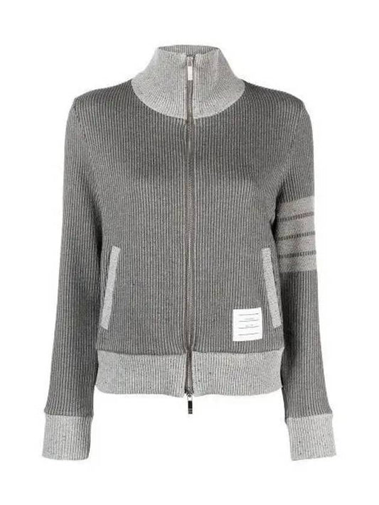 Women's 4-Bar Funnel-Neck Zip-Up Jacket Grey - THOM BROWNE - BALAAN 2