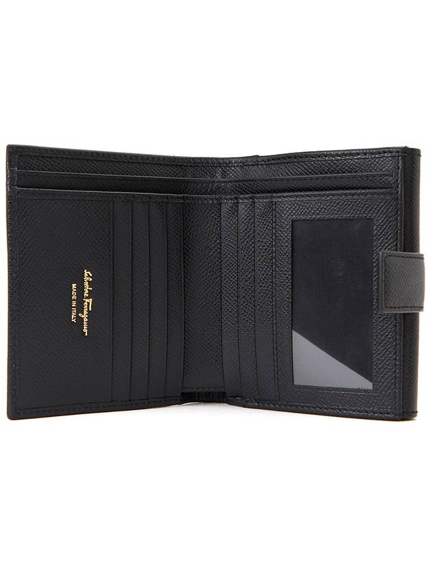 Gancini Leather Half Wallet Black - SALVATORE FERRAGAMO - BALAAN 5