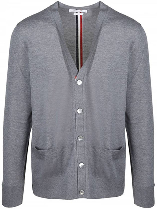 Men's Classic Three-Stripe Backstripe Wool Cardigan Grey - THOM BROWNE - BALAAN 2