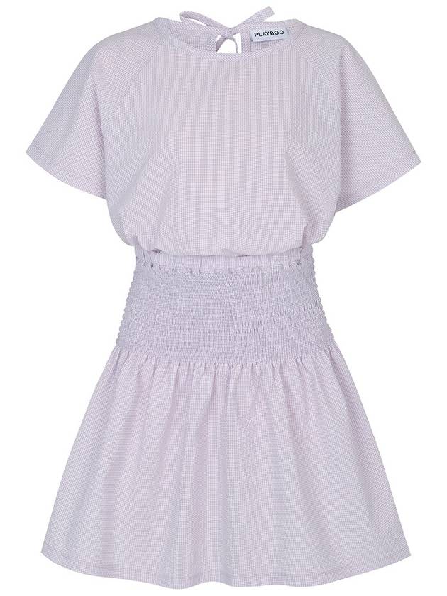 SEERSUCKER RIBBON TOP SMOCKED SKIRT SET-UPViolet - PLAYBOO - BALAAN 1