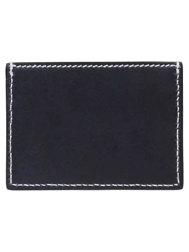 Stitched Vacchetta Card Wallet Navy - THOM BROWNE - BALAAN 4