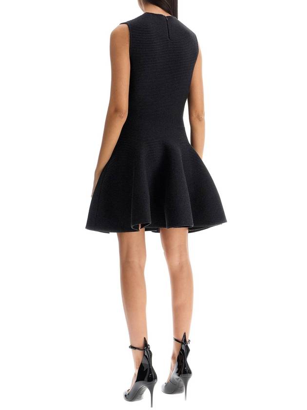 "ribbed knit skater dress with - ALAIA - BALAAN 3