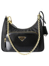 Re-Nylon Brushed Leather Mini Bag Black - PRADA - BALAAN 4