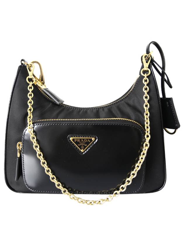 Re-Nylon Brushed Leather Mini Bag Black - PRADA - BALAAN 4