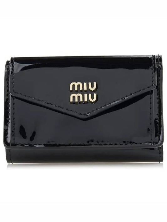 Matelasse Logo Leather Half Wallet Black - MIU MIU - BALAAN 2