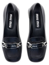 Chain Logo Leather Loafers Black - MIU MIU - BALAAN 7