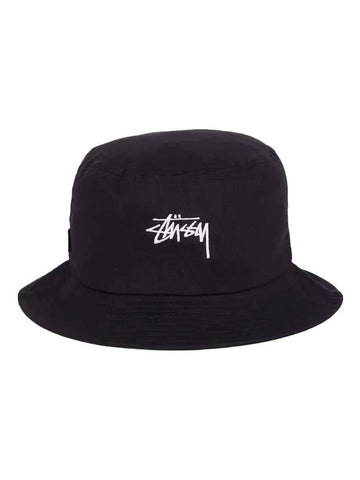 Embroidered Logo Stock Bucket Hat Black - STUSSY - BALAAN 1