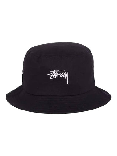 Embroidered Logo Stock Bucket Hat Black - STUSSY - BALAAN 1