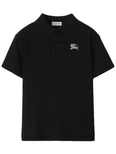 Kids Cotton Polo Shirt Black - BURBERRY - BALAAN 2