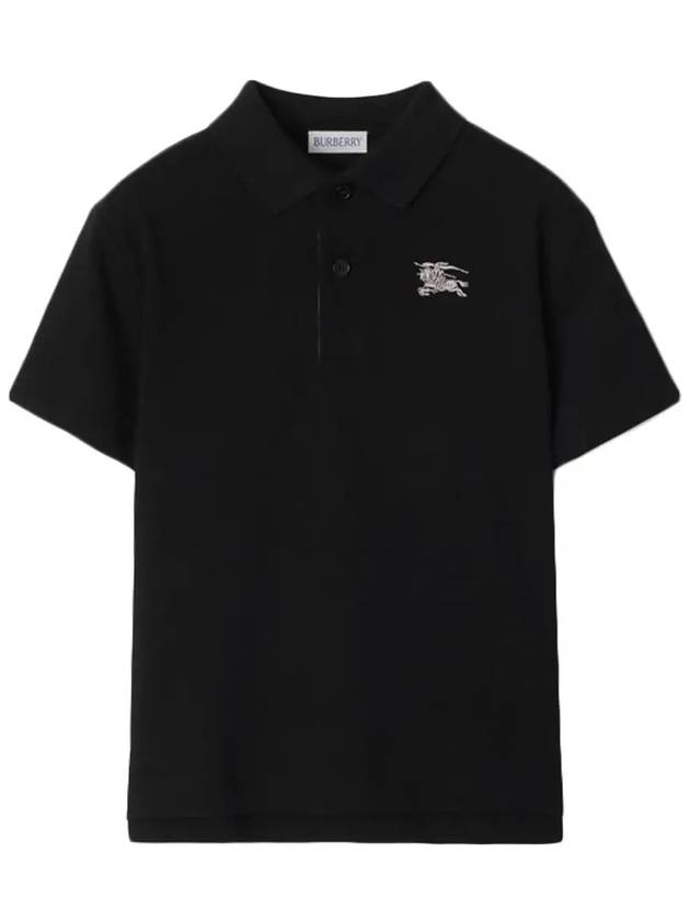 Kids Cotton Polo Shirt Black - BURBERRY - BALAAN 3