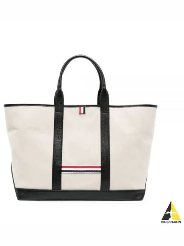 RWB Striped Medium Tote Bag Natural - THOM BROWNE - BALAAN 2