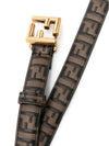 FF Square Stud Buckle Leather Belt Brown - FENDI - BALAAN 3