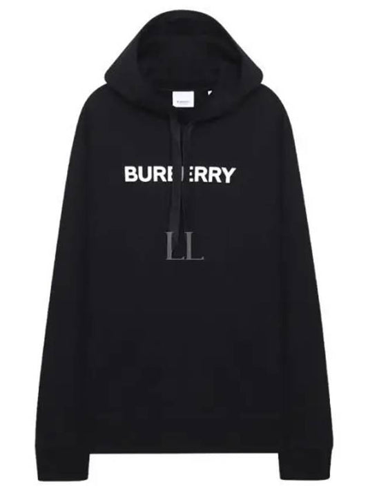 Logo Print Cotton Hoodie Black - BURBERRY - BALAAN 2