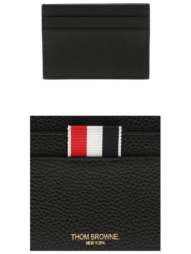 Stripe Note Compartment Pebble Grain Leather Card Wallet Black - THOM BROWNE - BALAAN 6