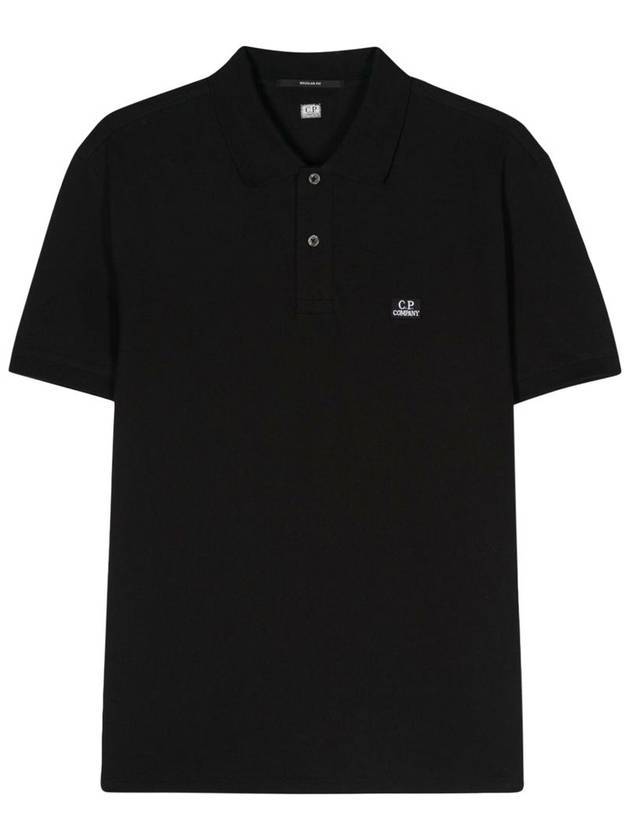 Logo Embroidered Polo Shirt Black - CP COMPANY - BALAAN 1