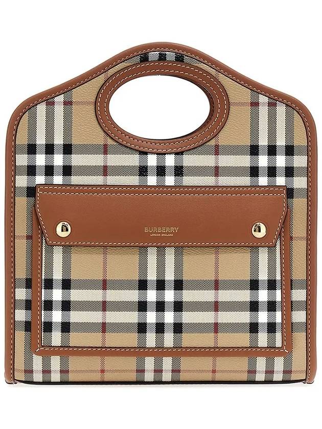 Check Mini Pocket Tote Bag Beige - BURBERRY - BALAAN 3