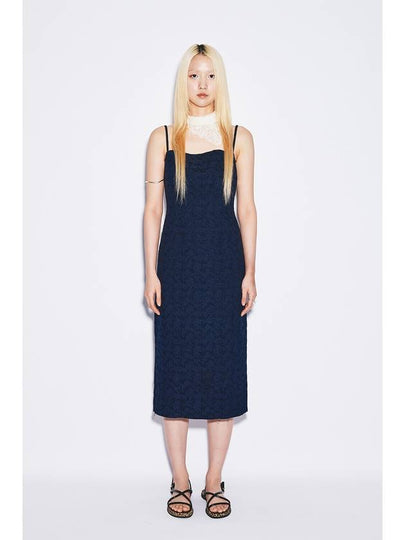 Jacquard Bustier Midi Dress Navy - GYEOL - BALAAN 2