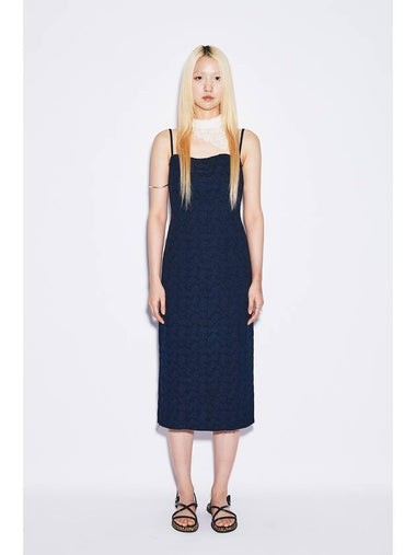 Jacquard Bustier Midi Dress Navy - GYEOL - BALAAN 1