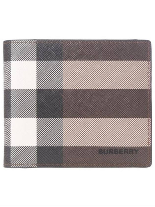 Check Leather International Bifold Wallet Dark Birch Brown - BURBERRY - BALAAN 2