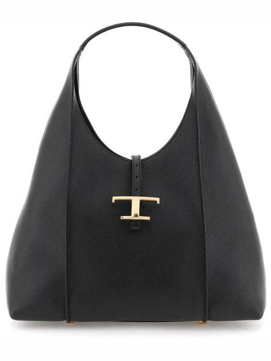 T TIMELESS Medium Leather Tote Bag Black - TOD'S - BALAAN.