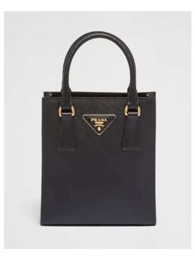 Triangular Logo Saffiano Leather Tote Bag Black - PRADA - BALAAN 2