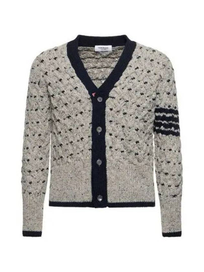 4 Bar Stripe Cable Knit Cardigan Grey - THOM BROWNE - BALAAN 2