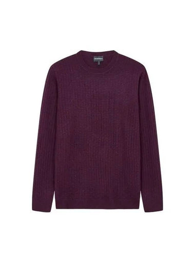 Men s Textured Cashmere Wool Knit China Plum - EMPORIO ARMANI - BALAAN 1