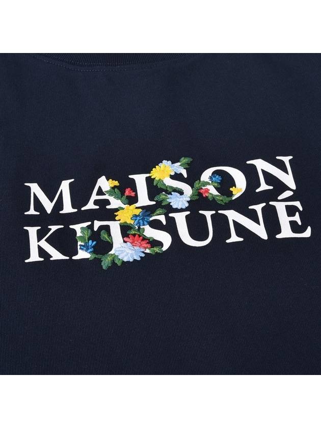 Flowers Oversized Short Sleeve T-Shirt Navy - MAISON KITSUNE - BALAAN 3