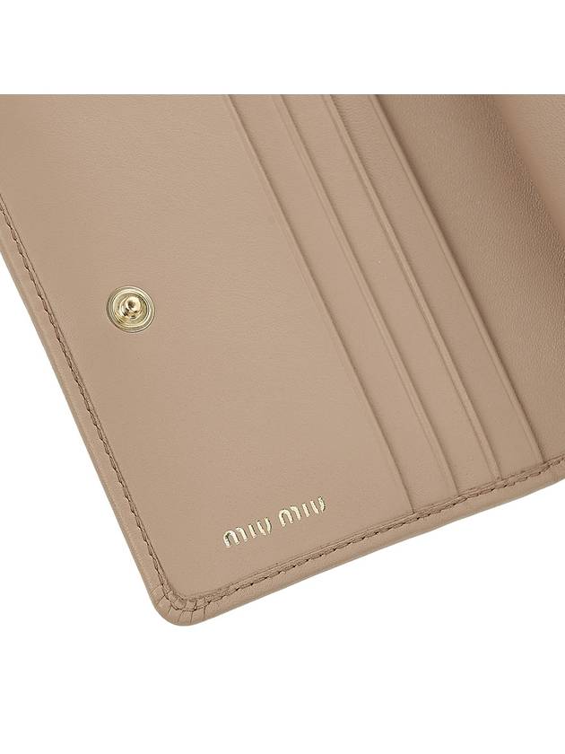 Logo Small Leather Half Wallet Beige - MIU MIU - BALAAN 8