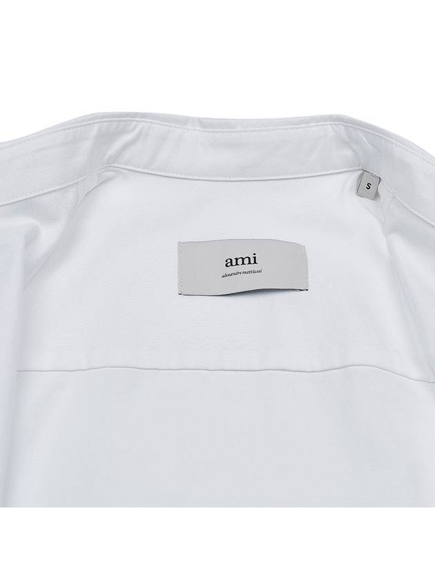 Heart Logo Short Sleeve Shirt White - AMI - BALAAN 10