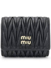 Matelasse Logo Nappa Leather Half Wallet Black - MIU MIU - BALAAN 2