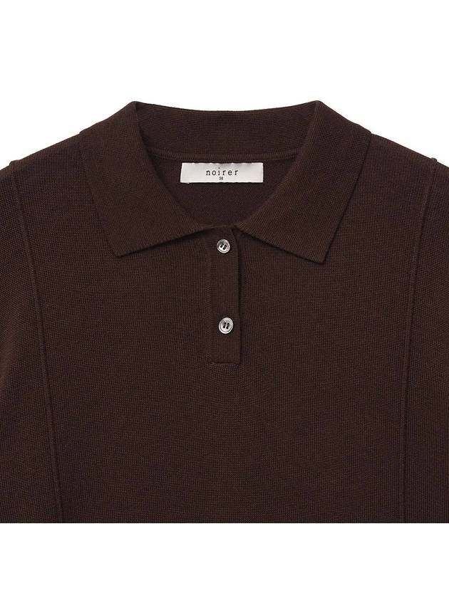 Wool Polo Half Knit Top Brown - NOIRER FOR WOMEN - BALAAN 5