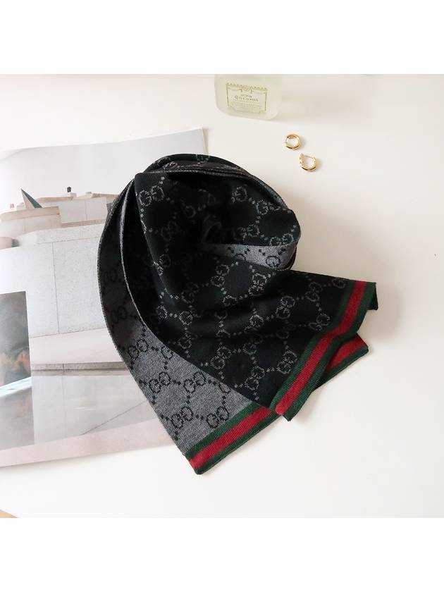 GG Two-Tone Wool Scarf Black - GUCCI - BALAAN 5