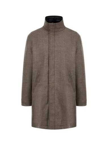 Men s Reversible Hidden Hooded Wool Coat Brown - EMPORIO ARMANI - BALAAN 1