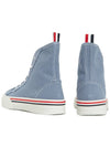 Tartan Sole Canvas High Top Sneakers Blue - THOM BROWNE - BALAAN 7