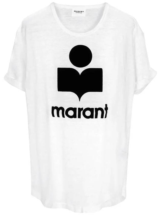 Koldi Logo Linen Short Sleeve T-Shirt White - ISABEL MARANT ETOILE - BALAAN 2