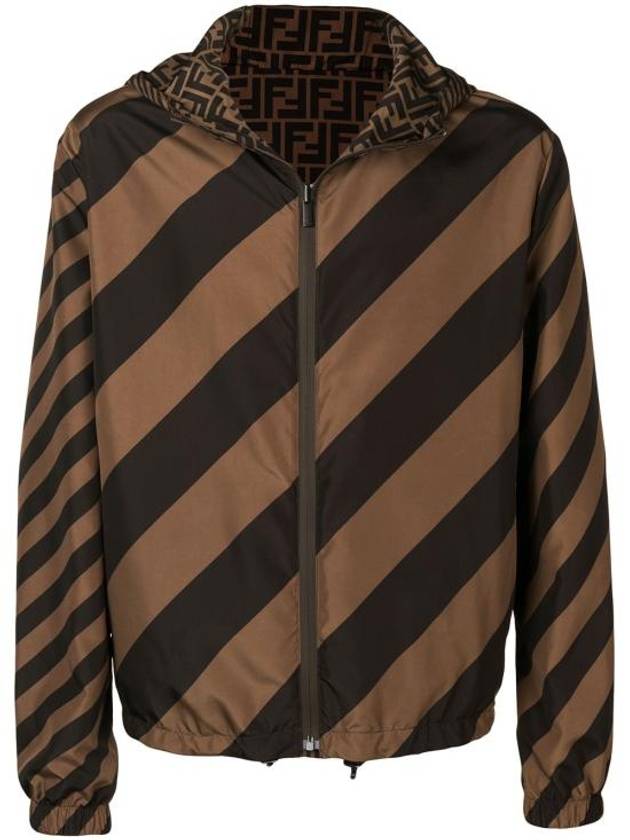 Men's Logo Reversible Windbreaker Brown Black - FENDI - BALAAN 2