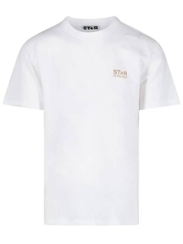 Men's Gold Star Glitter Logo Short Sleeve T-Shirt White - GOLDEN GOOSE - BALAAN 2