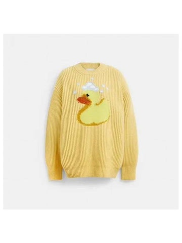 Crew Neck Duck Recycled Wool Knit Top Yellow - COACH - BALAAN 1