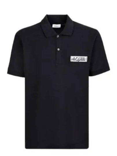 Logo Patch Short Sleeve Polo Shirt Black - ALEXANDER MCQUEEN - BALAAN 2