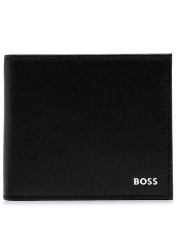 Logo Leather Bifold Half Wallet Black - HUGO BOSS - BALAAN 1