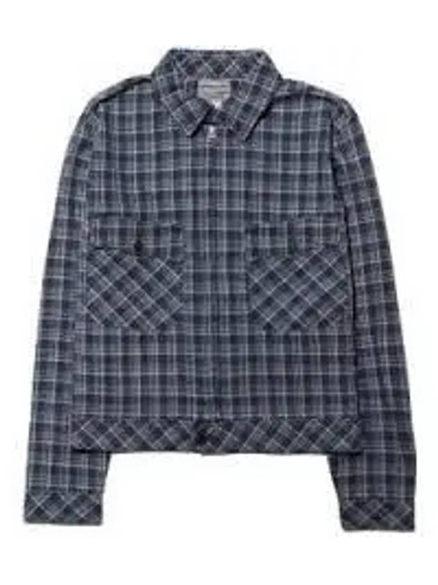 Double RL Indigo Check Linen Cotton Shirt Jacket Blue - POLO RALPH LAUREN - BALAAN 2