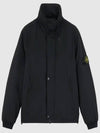 Logo Micro Twill Zip Up Jacket Black - STONE ISLAND - BALAAN 2