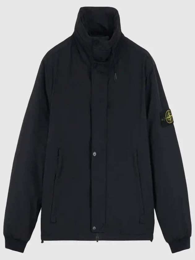 Logo Micro Twill Zip Up Jacket Black - STONE ISLAND - BALAAN 2