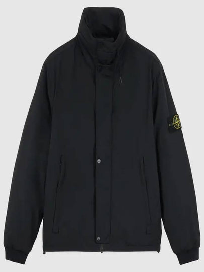 Logo Micro Twill Zip Up Jacket Black - STONE ISLAND - BALAAN 2