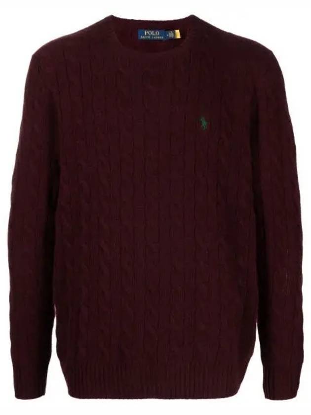 Embroid Logo Cable Knit Top Wine - POLO RALPH LAUREN - BALAAN 2