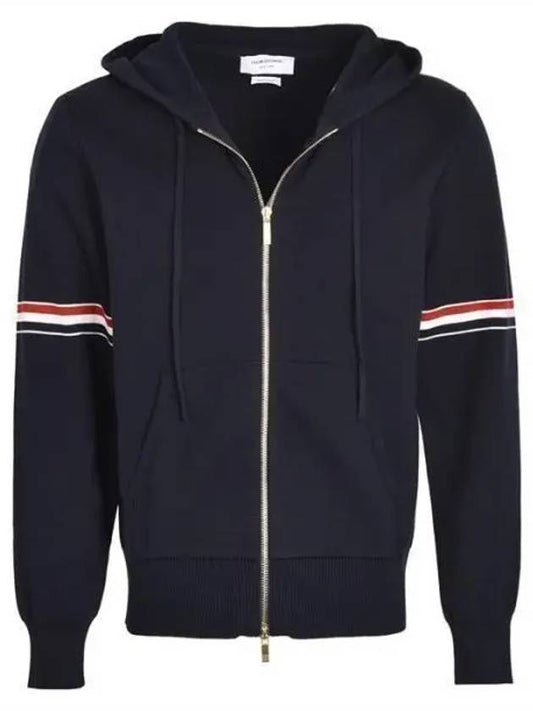 Cotton Milano Armband Zip Up Hoodie Navy - THOM BROWNE - BALAAN 2